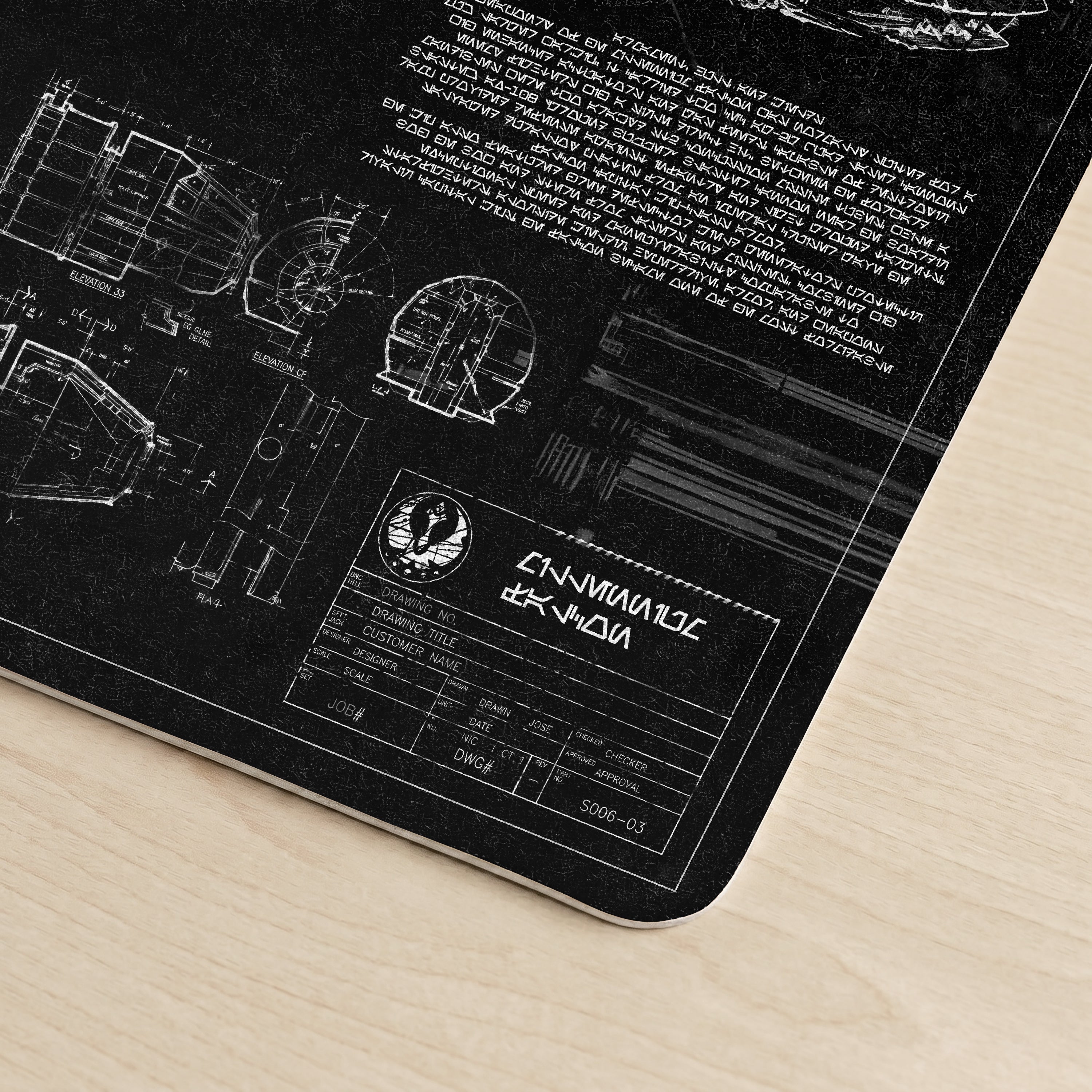 Millennium Falcon Blueprint Desk Mat - Star Wars Office Accessory Father's Day Gift