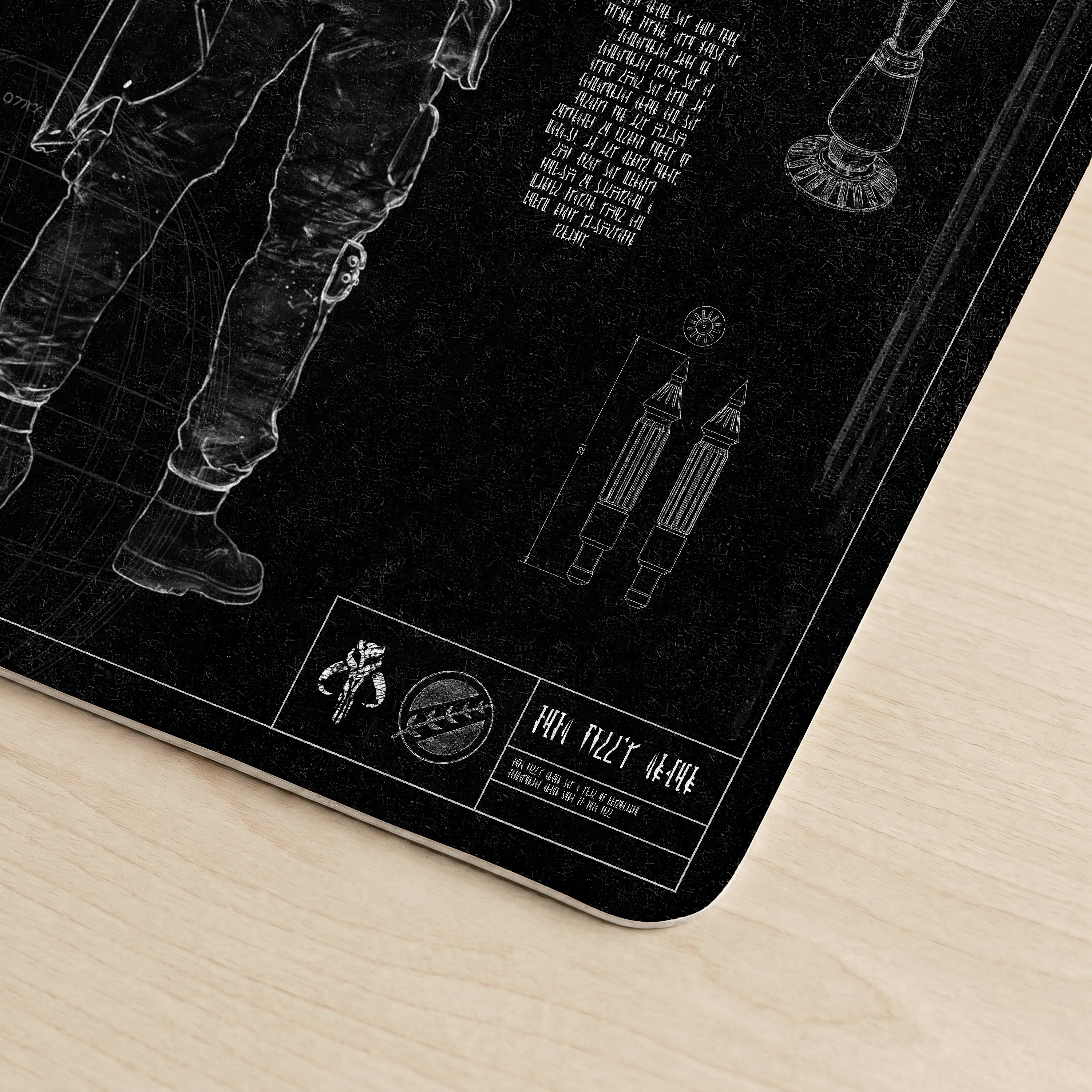 Boba Fett's Armor Blueprint Desk Mat - Star Wars Office Accessory Father's Day Gift