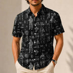 Boba Fett Equipment Blueprint Hawaiian Shirt with Pocket - Galactic Schematic Button Down Shirt