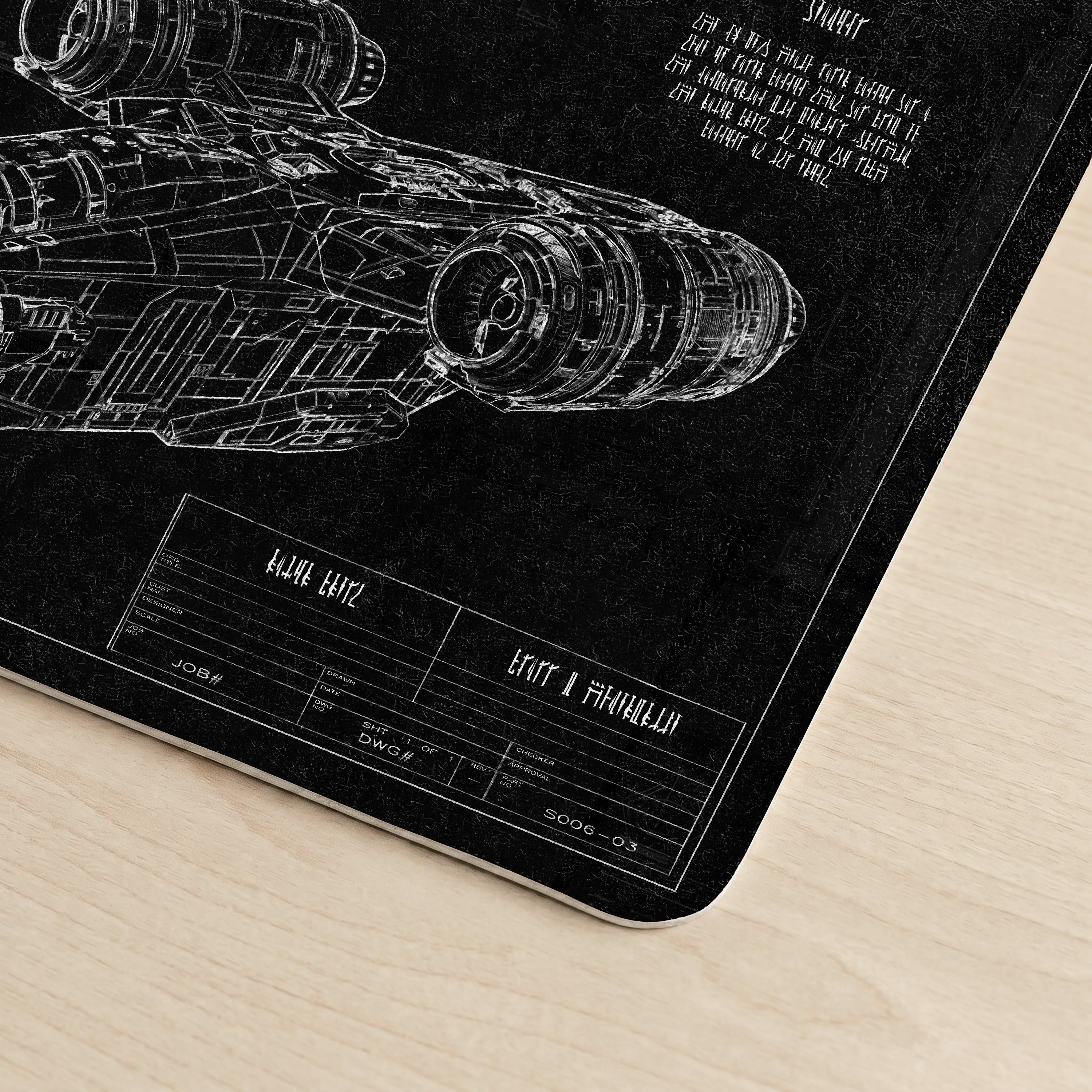 Razor Crest Blueprint Desk Mat - Star Wars Office Accessory Father's Day Gift