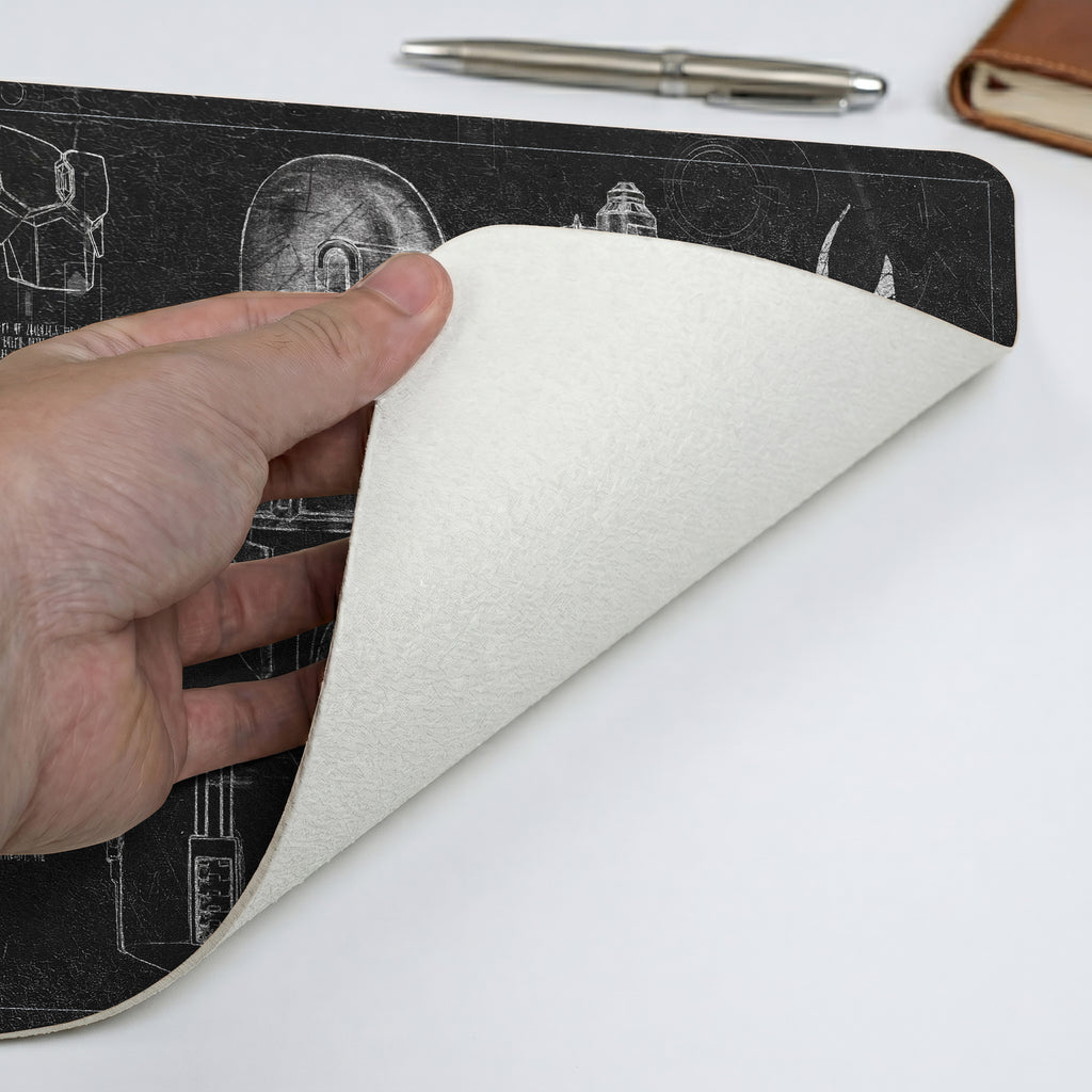 Mandalorian Equipment Blueprint Desk Mat - Star Wars Office Accessory Father's Day Gift