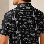 T-65B X-Wing Starfighter Blueprint Hawaiian Shirt with Pocket - Star Wars Schematic Button Down Shirt