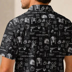 Mando Equipment Blueprint Hawaiian Shirt with Pocket - Galactic Schematic Button Down Shirt