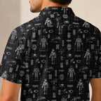 Darth Vader's Equipment Blueprint Hawaiian Shirt with Pocket - Galactic Schematic Button Down Shirt
