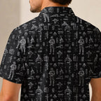 Boba Fett Equipment Blueprint Hawaiian Shirt with Pocket - Galactic Schematic Button Down Shirt