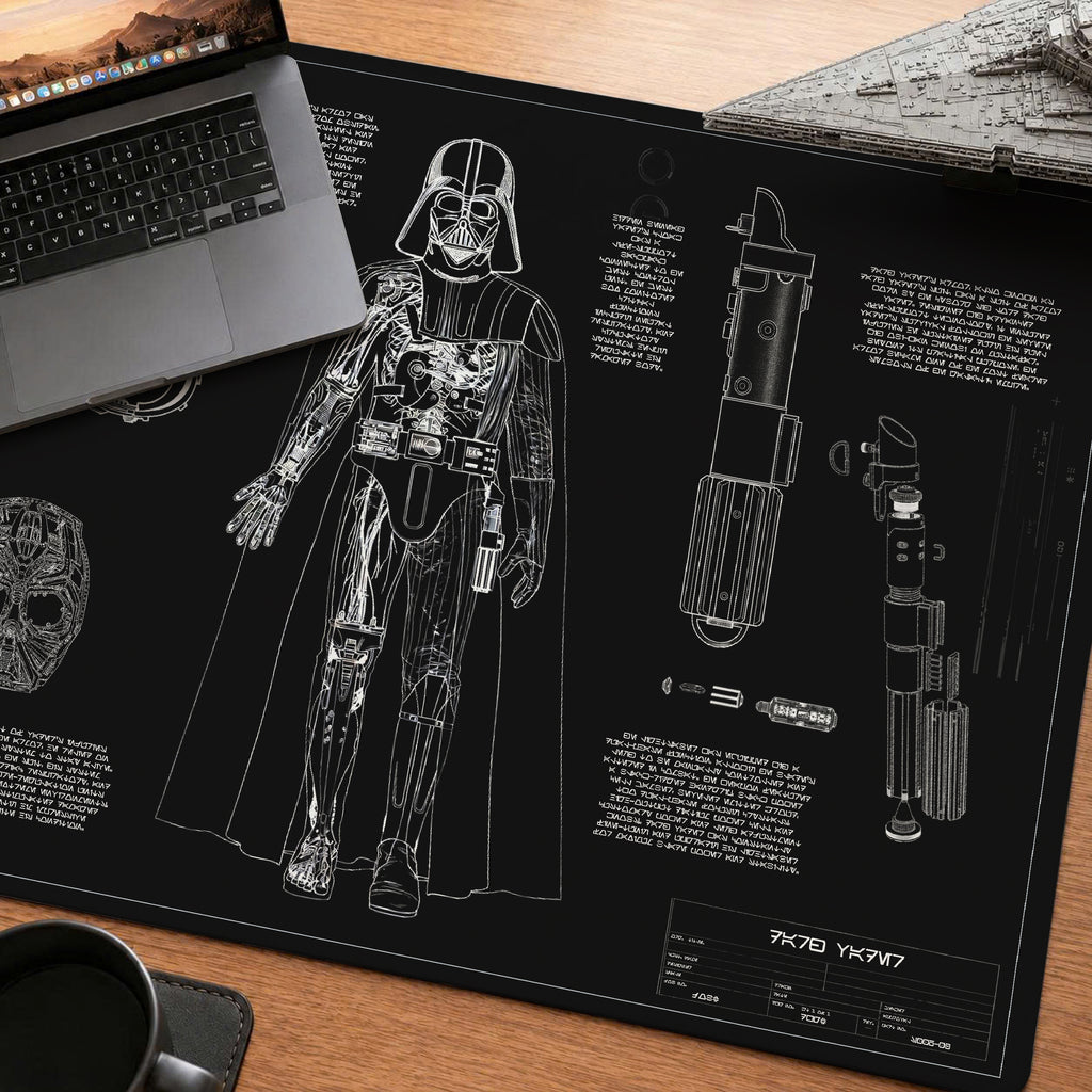 Darth Vader's Equipments Blueprint Desk Mat - Galactic Office Accessory