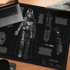 Darth Vader's Equipments Blueprint Desk Mat - Galactic Office Accessory