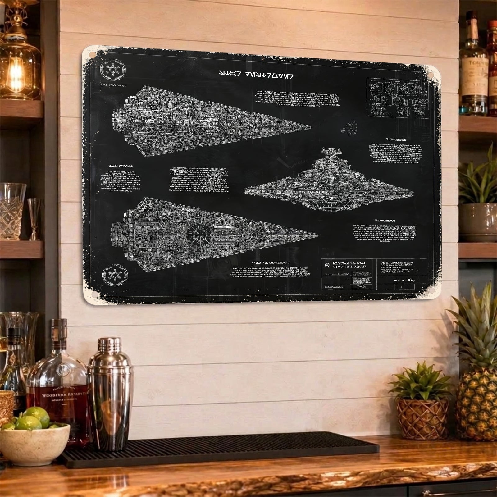 Star Destroyer Blueprint Vintage Metal Sign - Vintage Home Decor Gifts for Fans