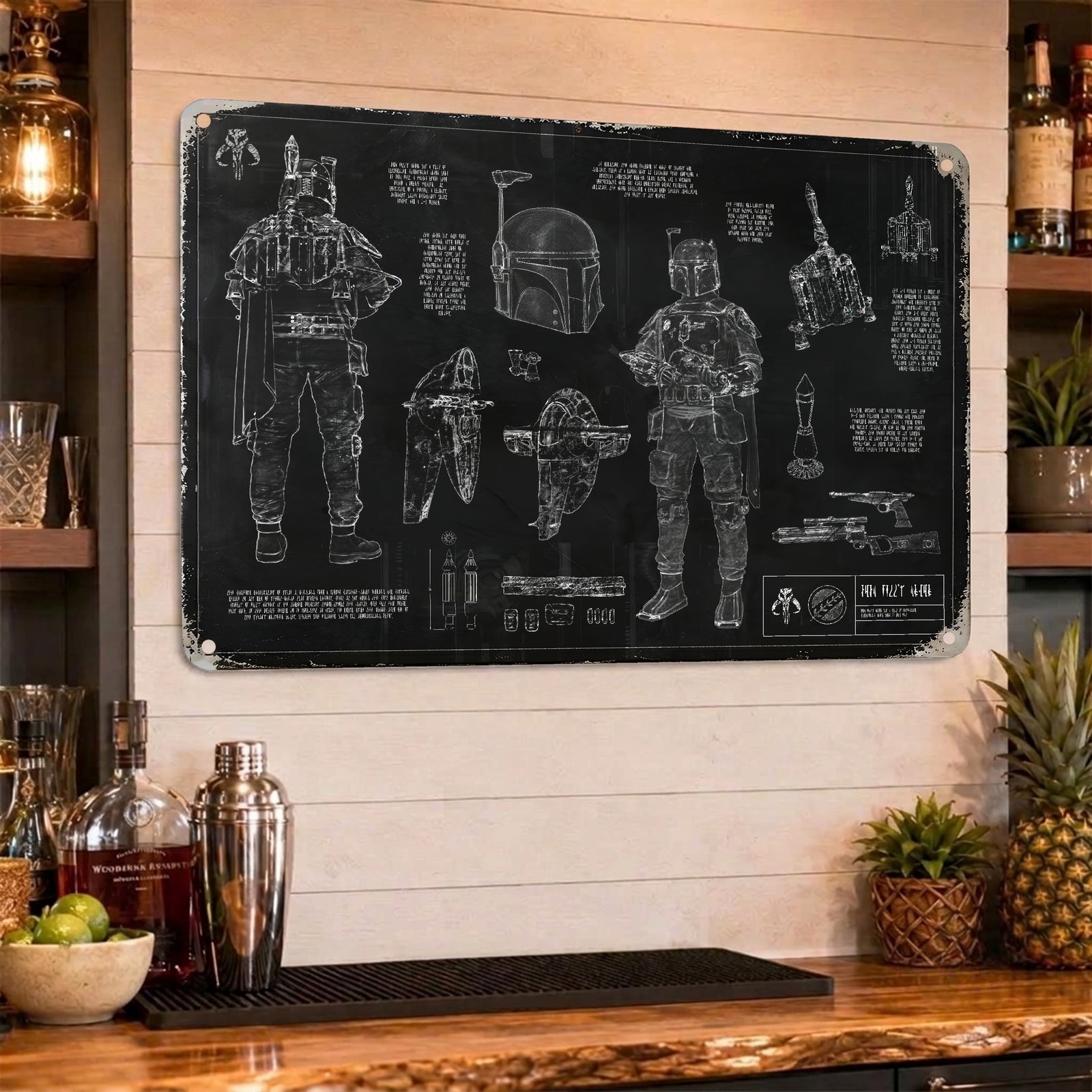 Bounty Hunter Equipments Blueprint Vintage Metal Sign - Vintage Home Decor Gifts for Fans