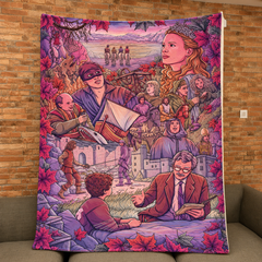 Princess Bride Movie Illustration Christmas Blanket - Romantic Comedy Movie Sherpa Blanket Gift for Fans