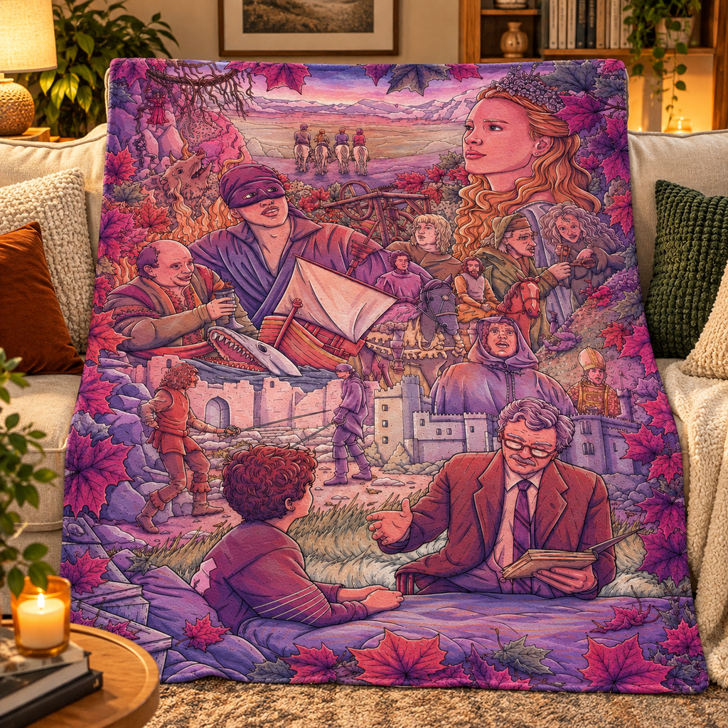 Princess Bride Movie Illustration Christmas Blanket - Romantic Comedy Movie Sherpa Blanket Gift for Fans