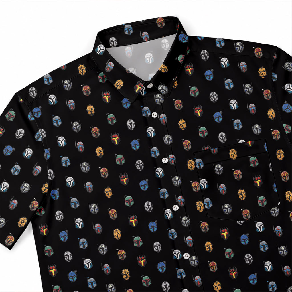 Star Wars Mandalorian Pattern Hawaiian Shirt with Pocket - Star Wars Button Down Shirt