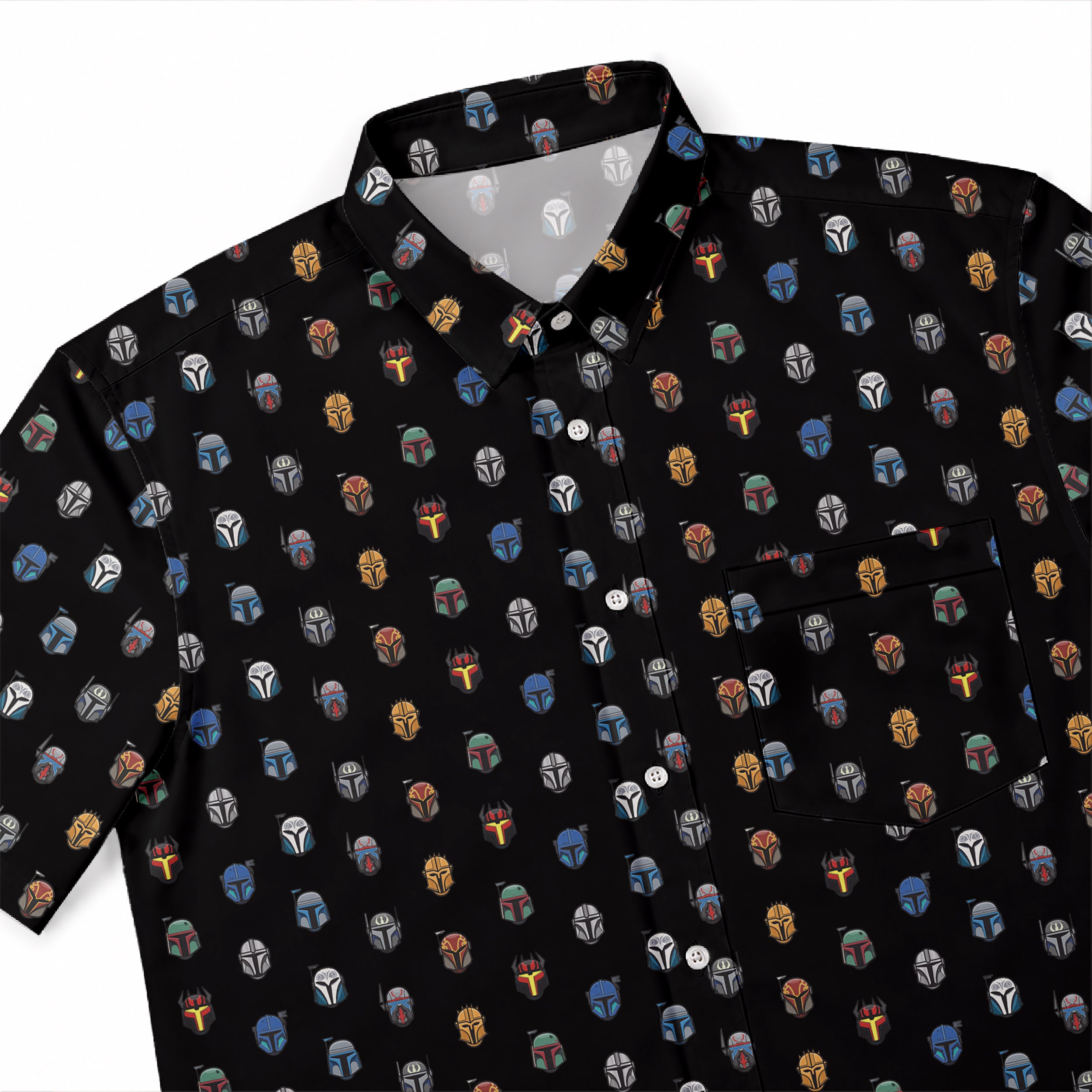 Star Wars Mandalorian Pattern Hawaiian Shirt with Pocket - Star Wars Button Down Shirt