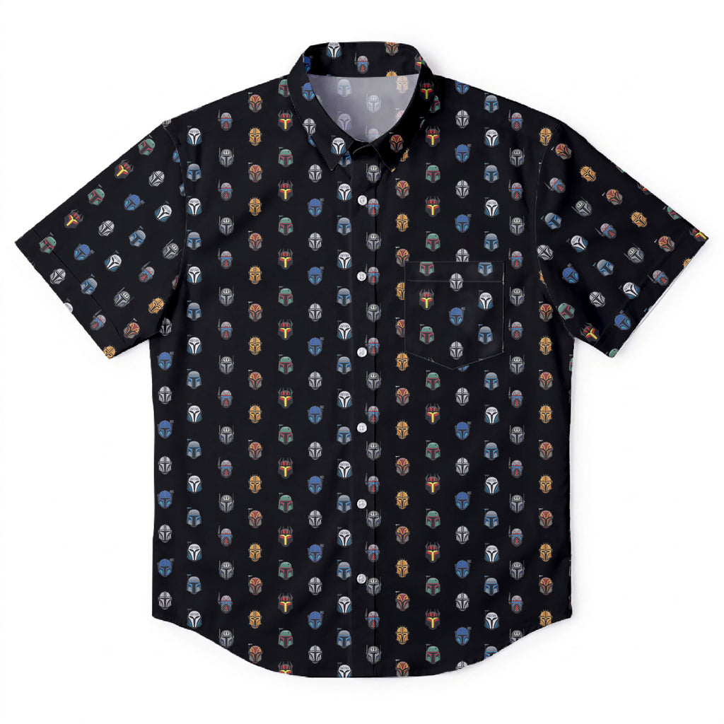 Star Wars Mandalorian Pattern Hawaiian Shirt with Pocket - Star Wars Button Down Shirt