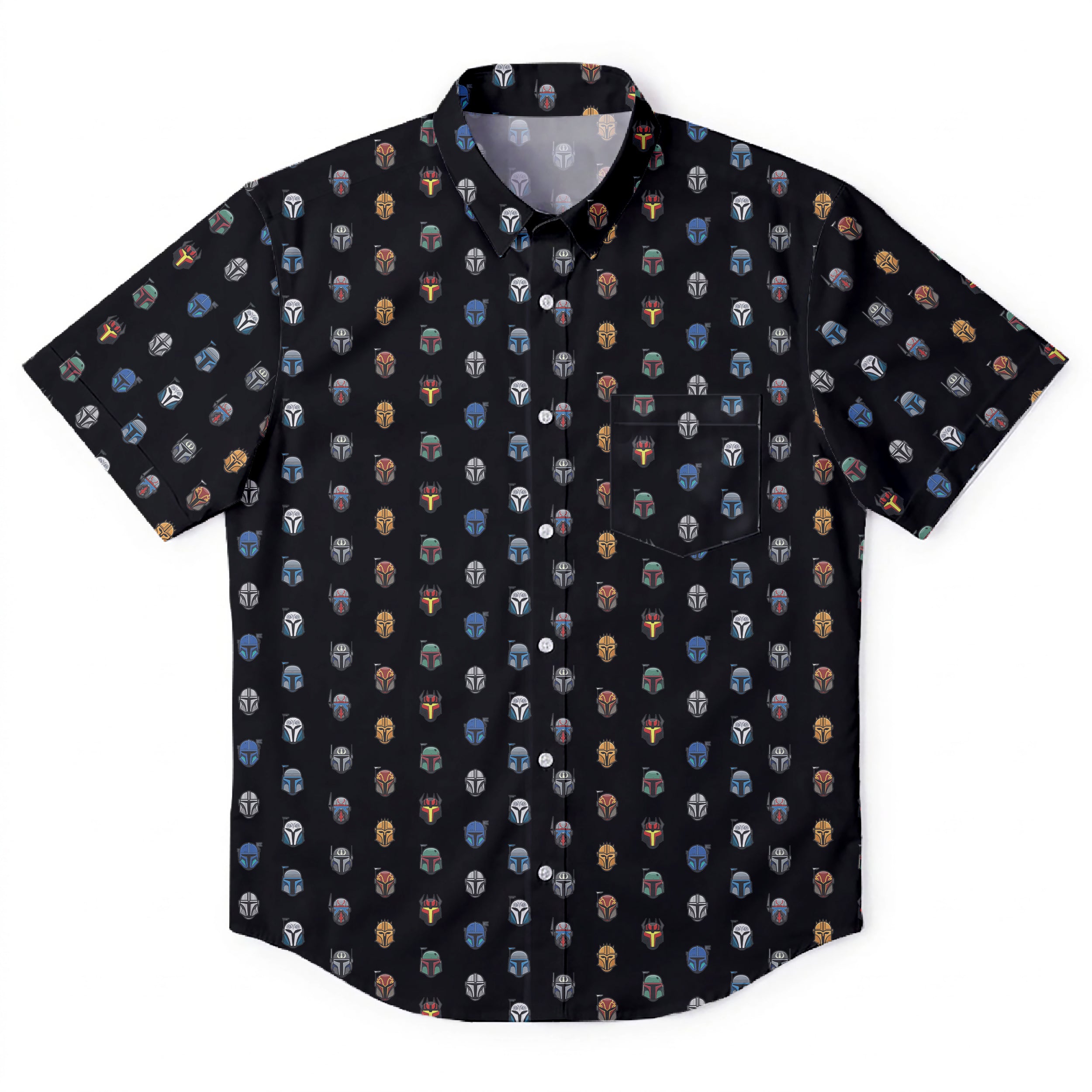 Star Wars Mandalorian Pattern Hawaiian Shirt with Pocket - Star Wars Button Down Shirt
