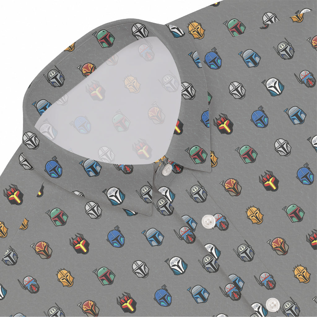 Galactic Mandalorian Pattern Hawaiian Shirt with Pocket - Galactic Button Down Shirt