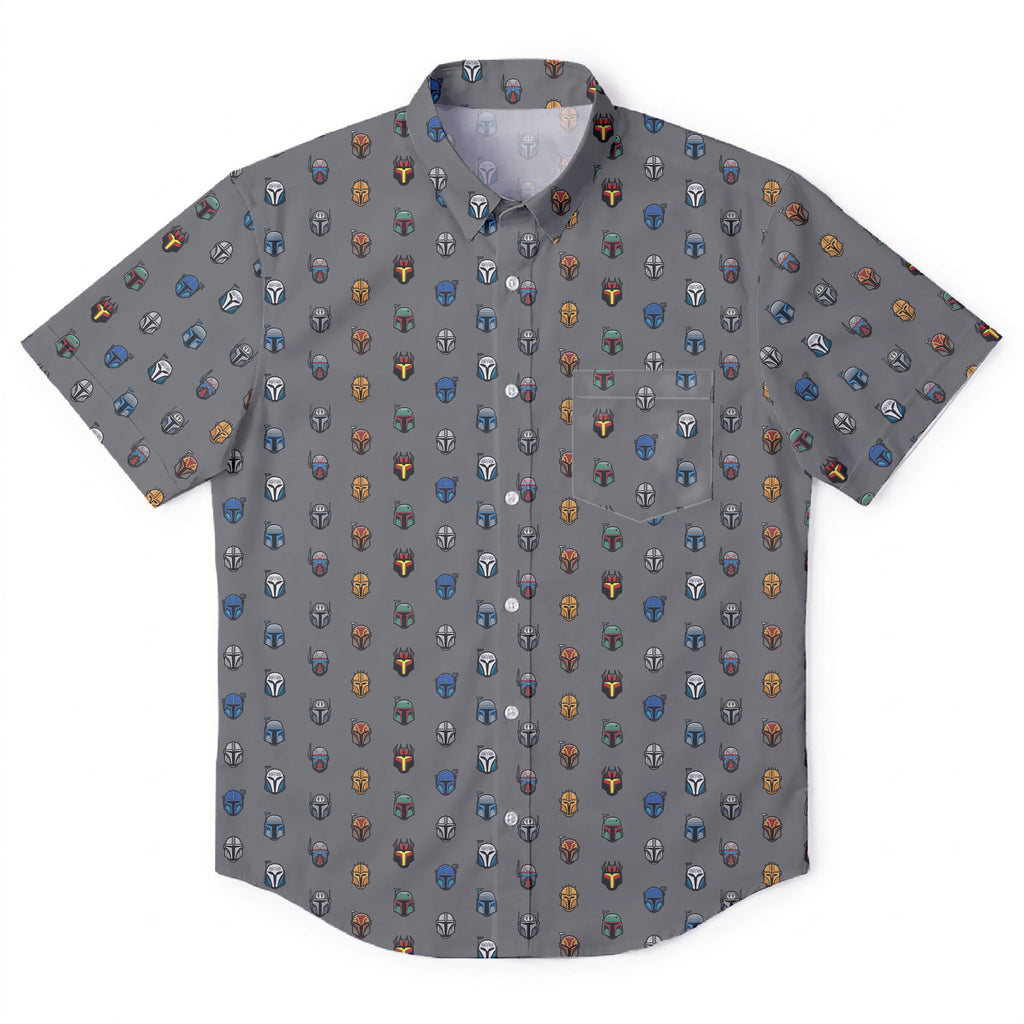 Star Wars Mandalorian Pattern Hawaiian Shirt with Pocket - Star Wars Button Down Shirt