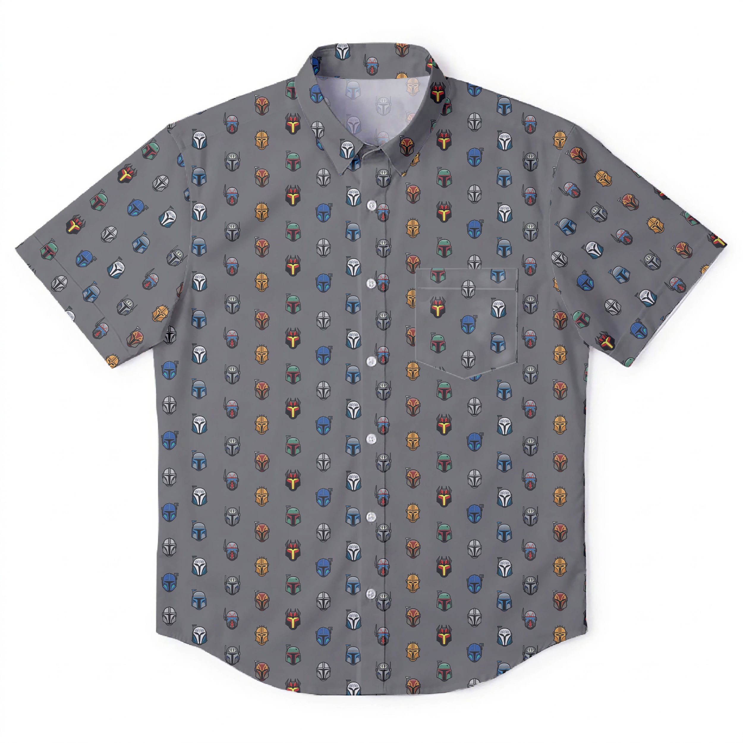 Star Wars Mandalorian Pattern Hawaiian Shirt with Pocket - Star Wars Button Down Shirt