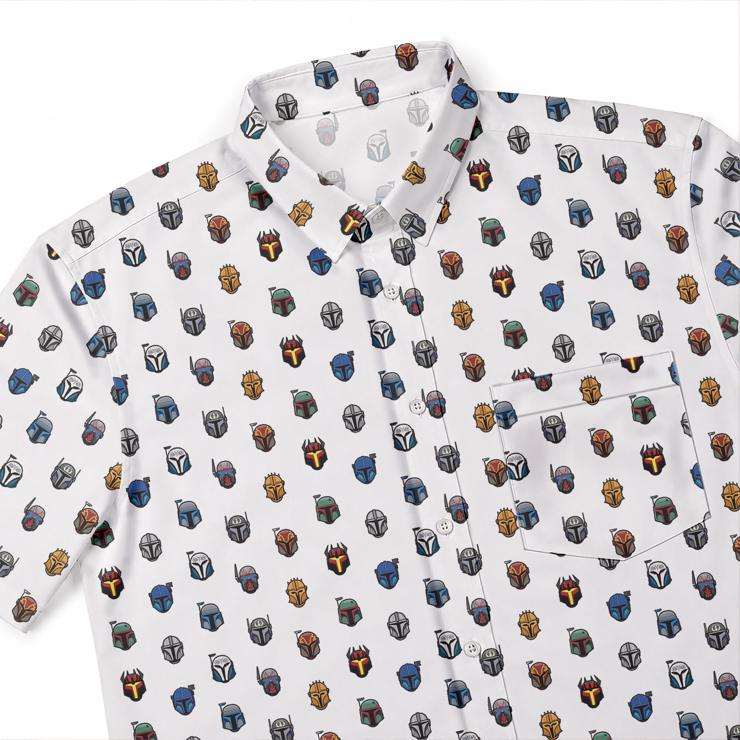 Galactic Mando Pattern Hawaiian Shirt with Pocket - Galactic Button Down Shirt