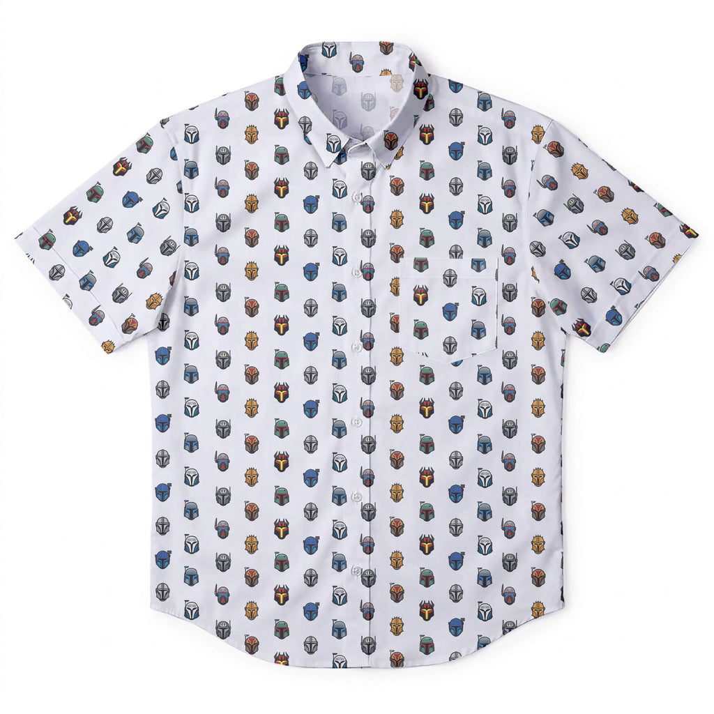 Star Wars Mandalorian Pattern Hawaiian Shirt with Pocket - Star Wars Button Down Shirt