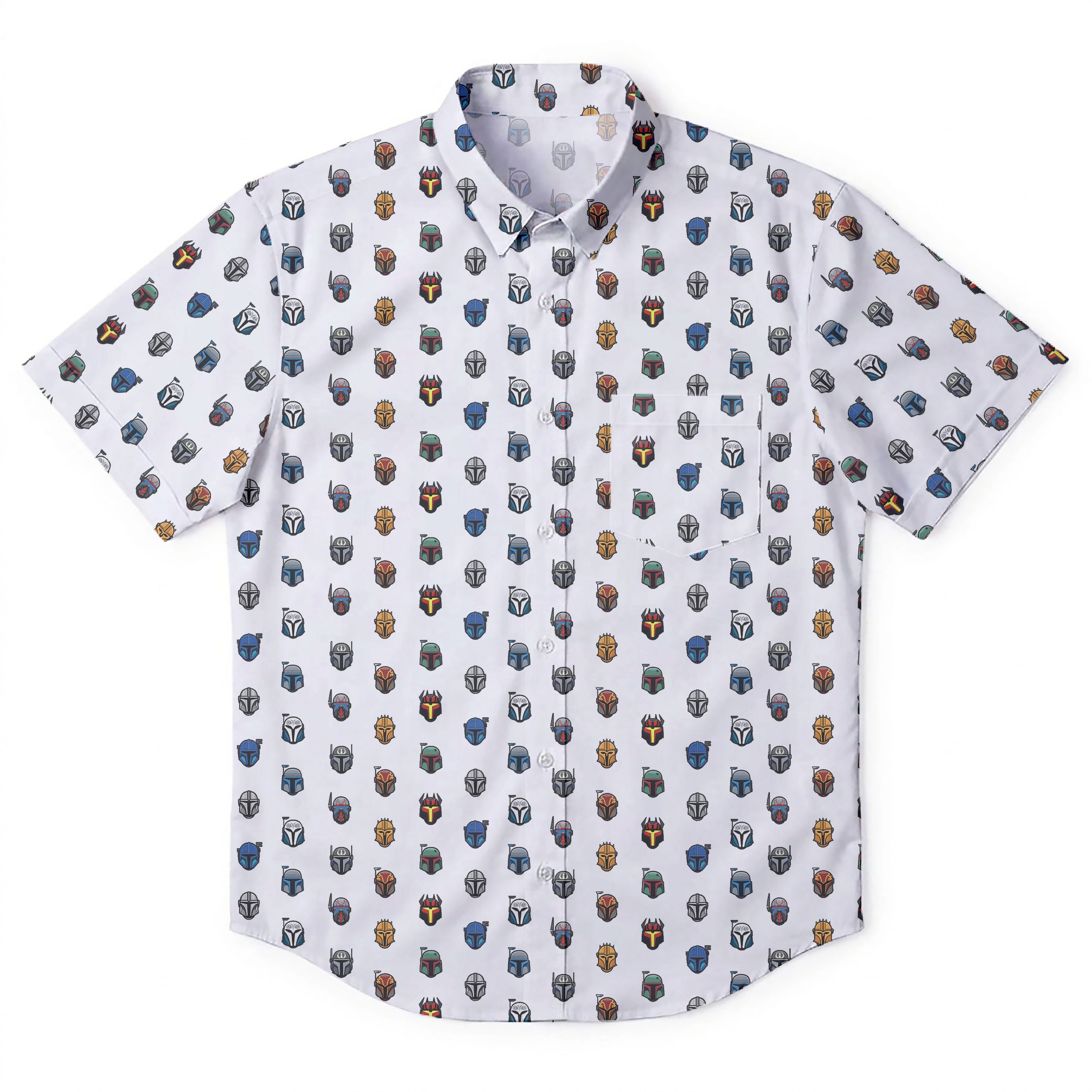 Star Wars Mandalorian Pattern Hawaiian Shirt with Pocket - Star Wars Button Down Shirt