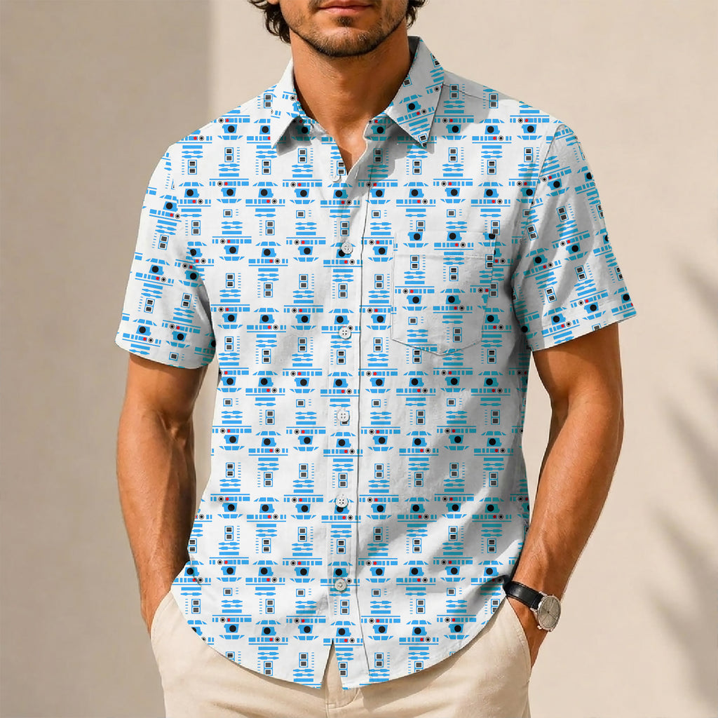 Star Wars R2D2 Pattern Hawaiian Shirt with Pocket - Star Wars Button D ...