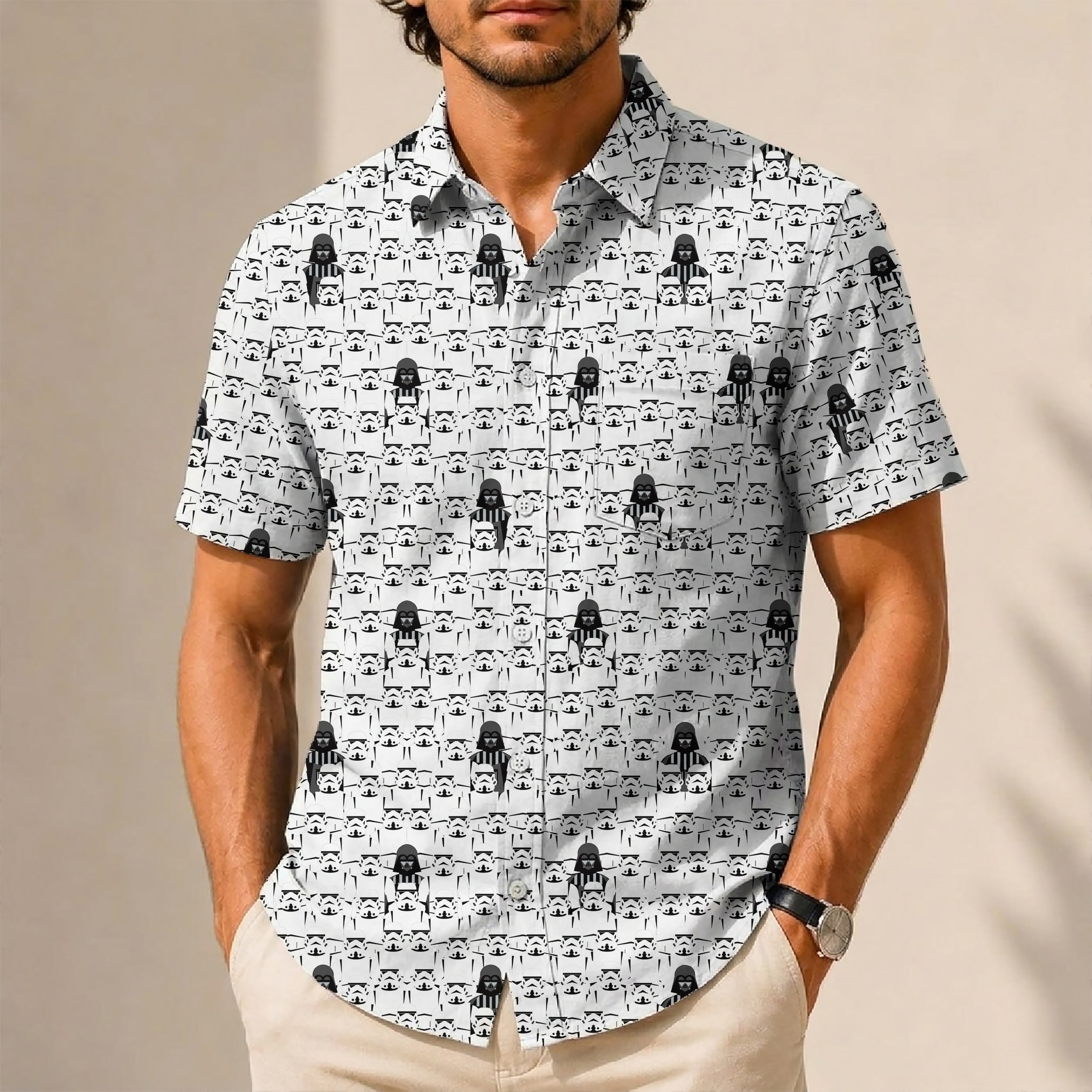 Star Wars Troopers Vader Hawaiian Shirt with Pocket - Star Wars Button Down Shirt