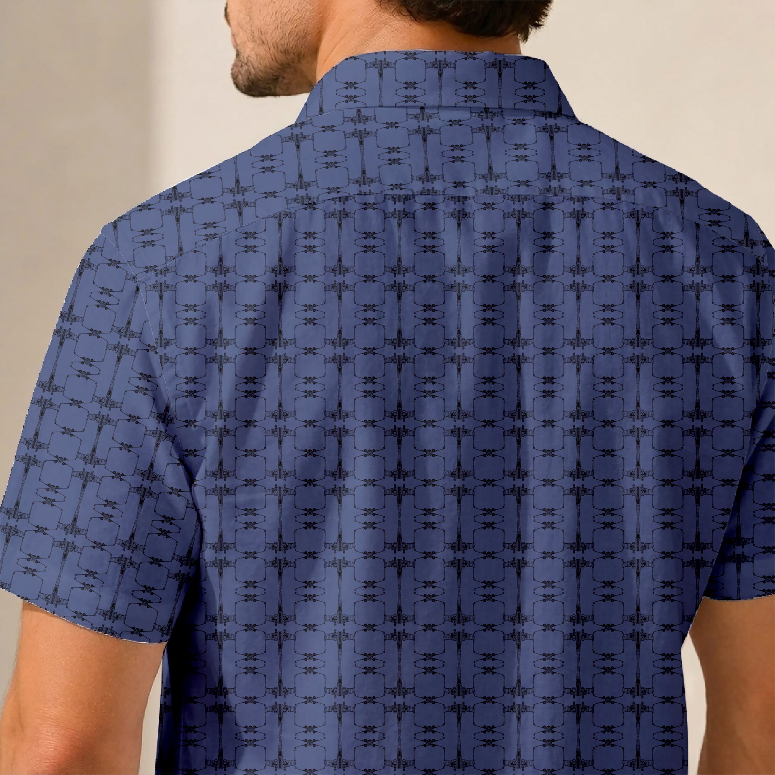 X-Wing Starfighter Pattern Hawaiian Shirt with Pocket - Star Wars Button Down Shirt