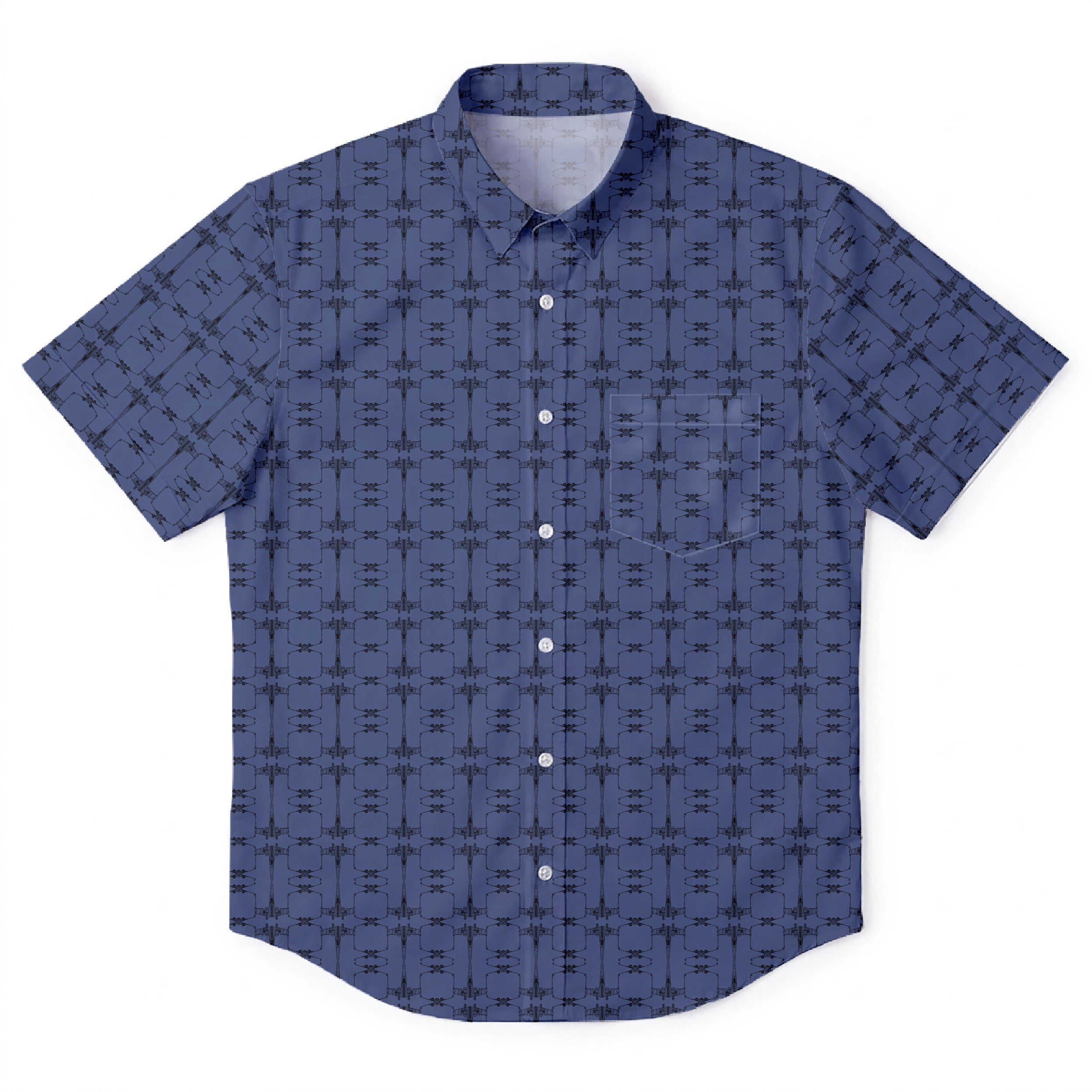 X-Wing Starfighter Pattern Hawaiian Shirt with Pocket - Star Wars Button Down Shirt