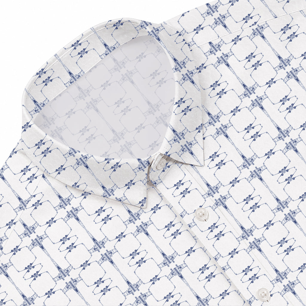 X-Wing Starfighter Pattern Hawaiian Shirt with Pocket - Star Wars Button Down Shirt