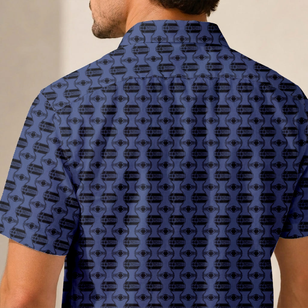 TIE Fighter Pattern Hawaiian Shirt with Pocket - Star Wars Button Down Shirt