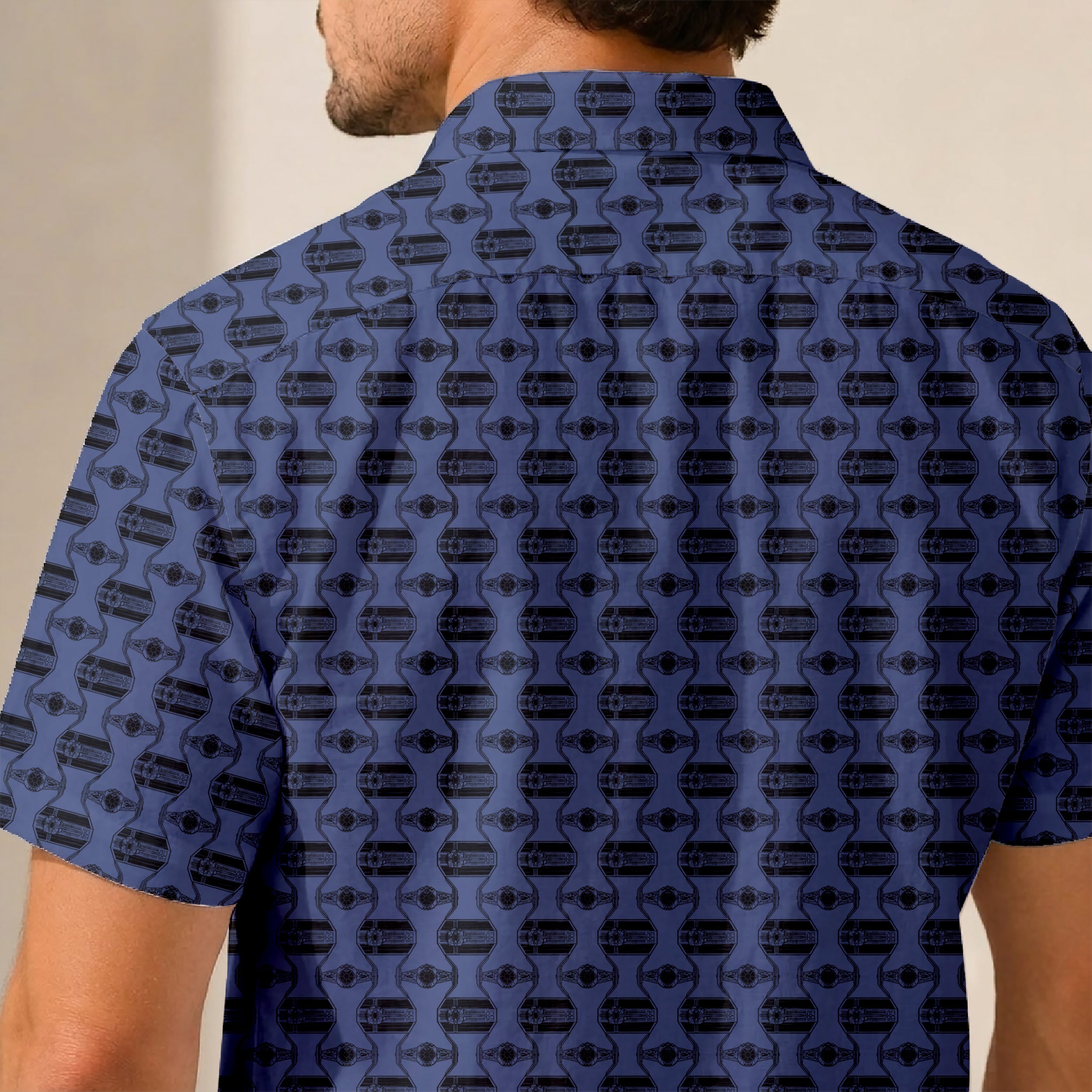 TIE Fighter Pattern Hawaiian Shirt with Pocket - Star Wars Button Down Shirt