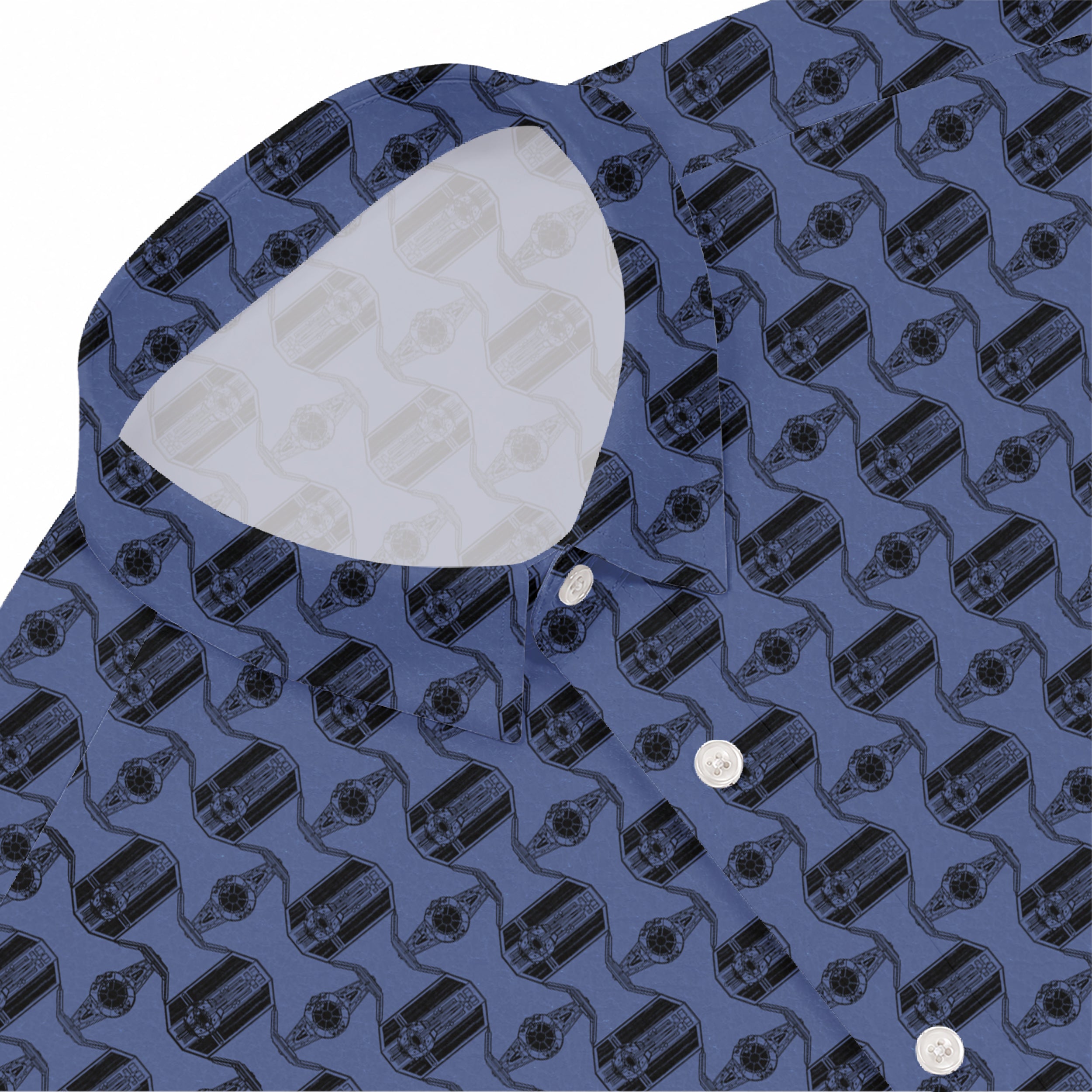 TIE Fighter Pattern Hawaiian Shirt with Pocket - Star Wars Button Down Shirt