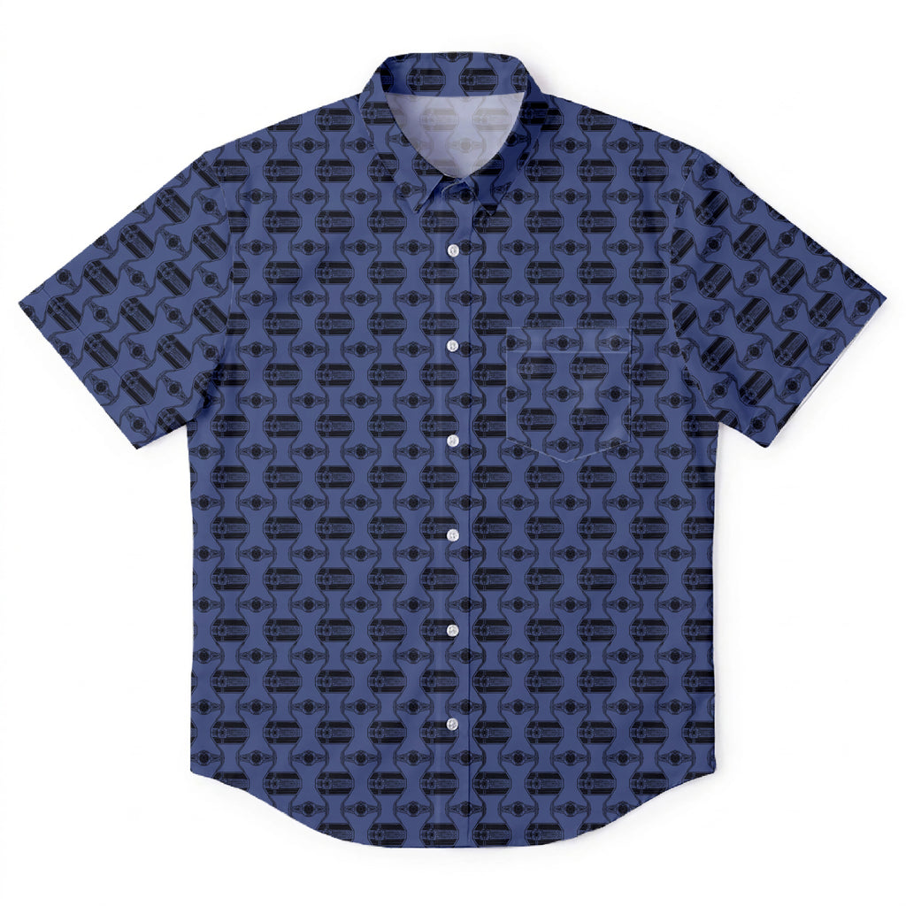TIE Fighter Pattern Hawaiian Shirt with Pocket - Star Wars Button Down Shirt