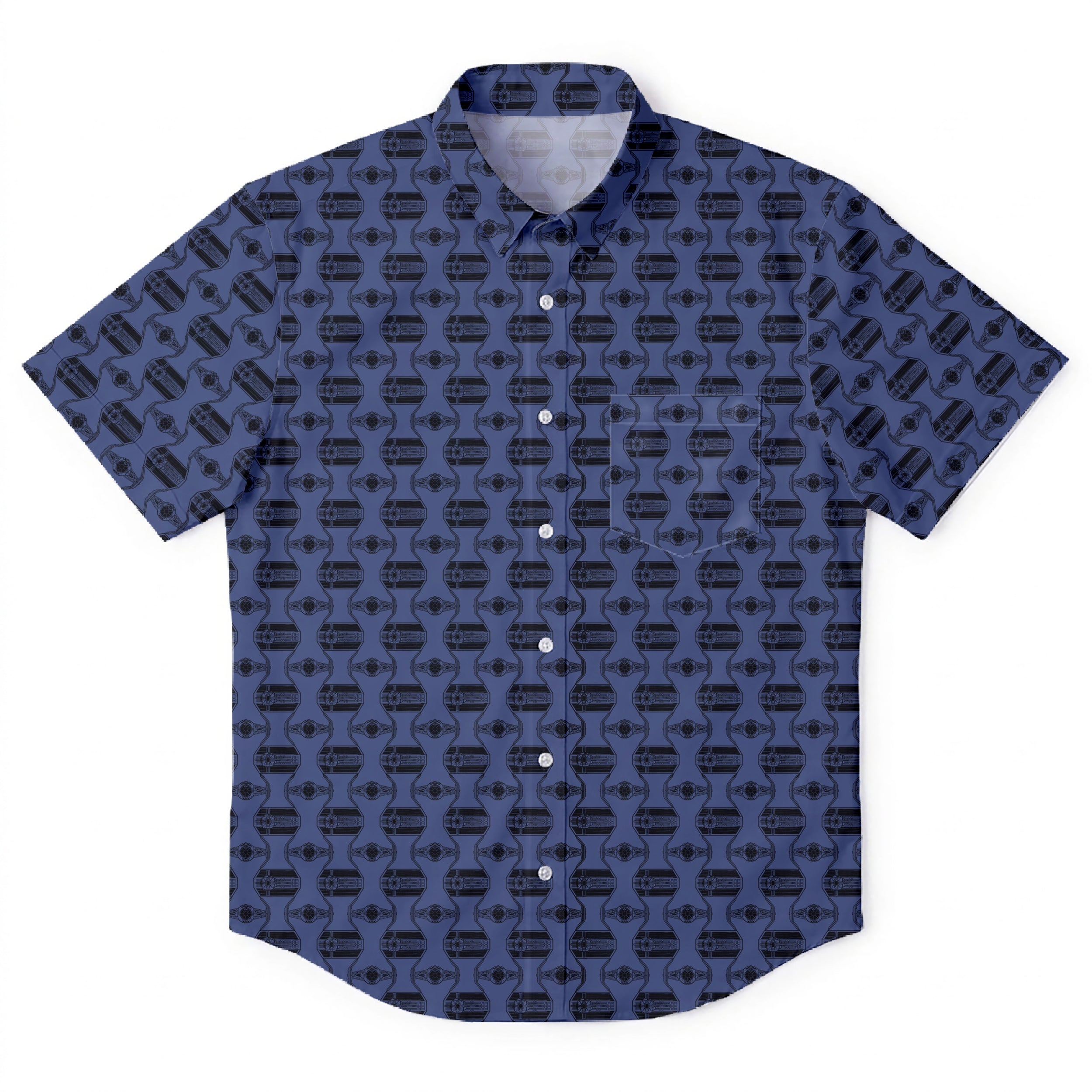 TIE Fighter Pattern Hawaiian Shirt with Pocket - Star Wars Button Down Shirt