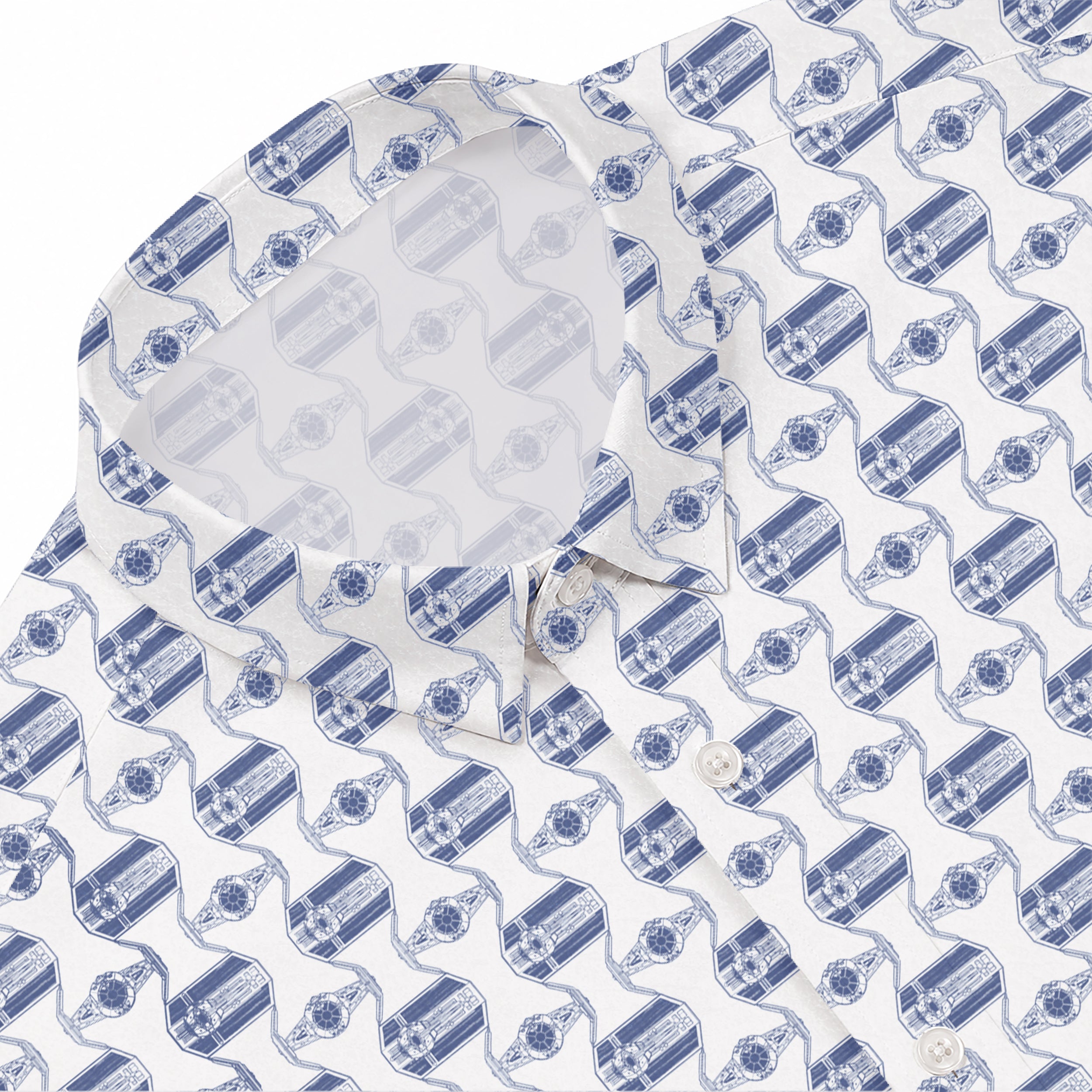 TIE Fighter Pattern Hawaiian Shirt with Pocket - Star Wars Button Down Shirt
