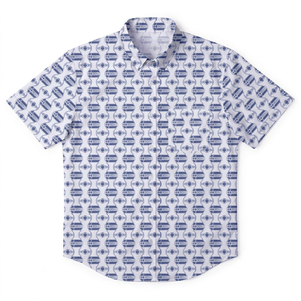 TIE Fighter Pattern Hawaiian Shirt with Pocket - Star Wars Button Down Shirt