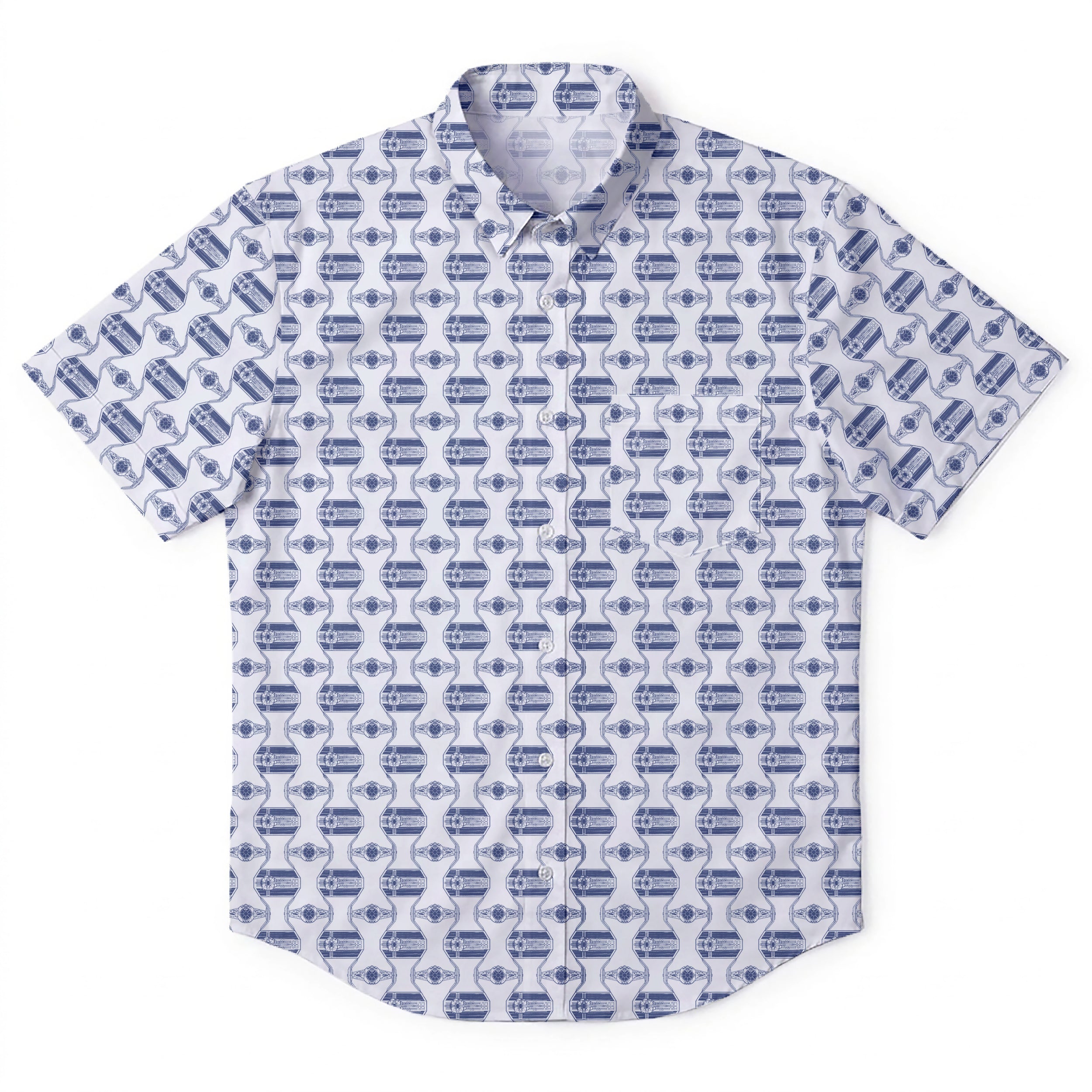 TIE Fighter Pattern Hawaiian Shirt with Pocket - Star Wars Button Down Shirt