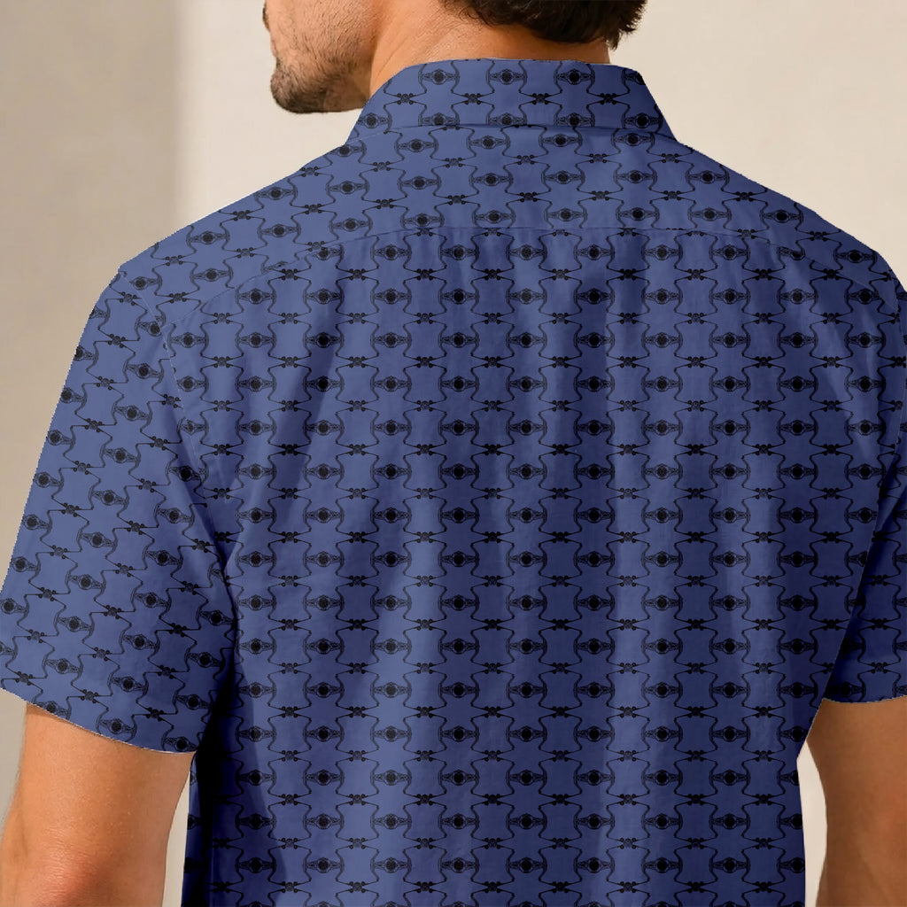 X-Wing Starfighter & TIE Fighter Pattern Hawaiian Shirt with Pocket - Star Wars Button Down Shirt