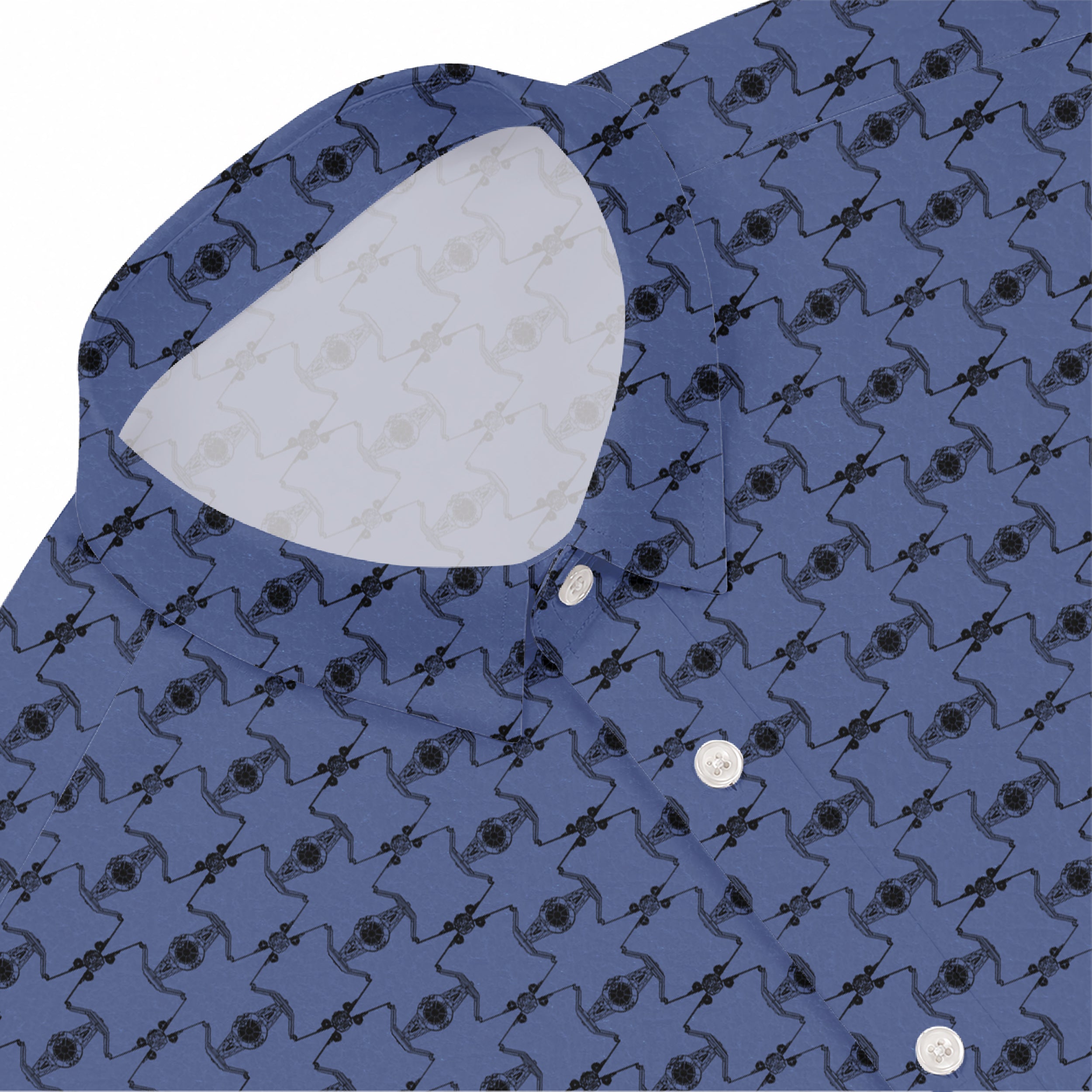 Galactic X-Wing Starfighter & TIE Fighter Pattern Hawaiian Shirt with Pocket - Galactic Button Down Shirt