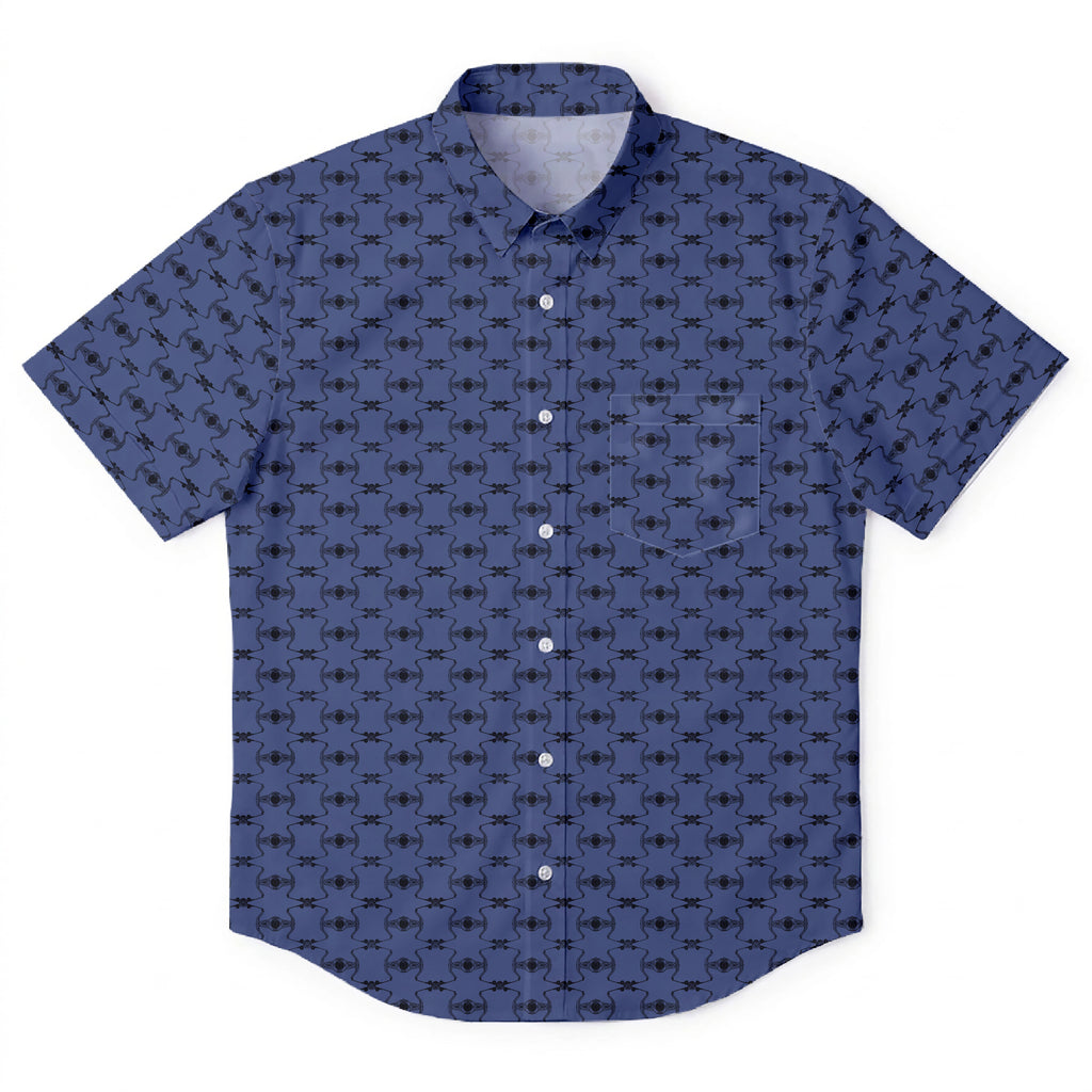 Galactic X-Wing Starfighter & TIE Fighter Pattern Hawaiian Shirt with Pocket - Galactic Button Down Shirt