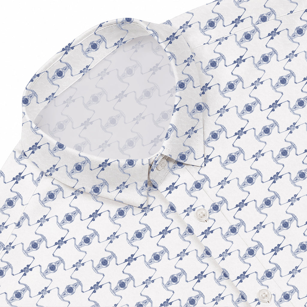 X-Wing Starfighter & TIE Fighter Pattern Hawaiian Shirt with Pocket - Star Wars Button Down Shirt