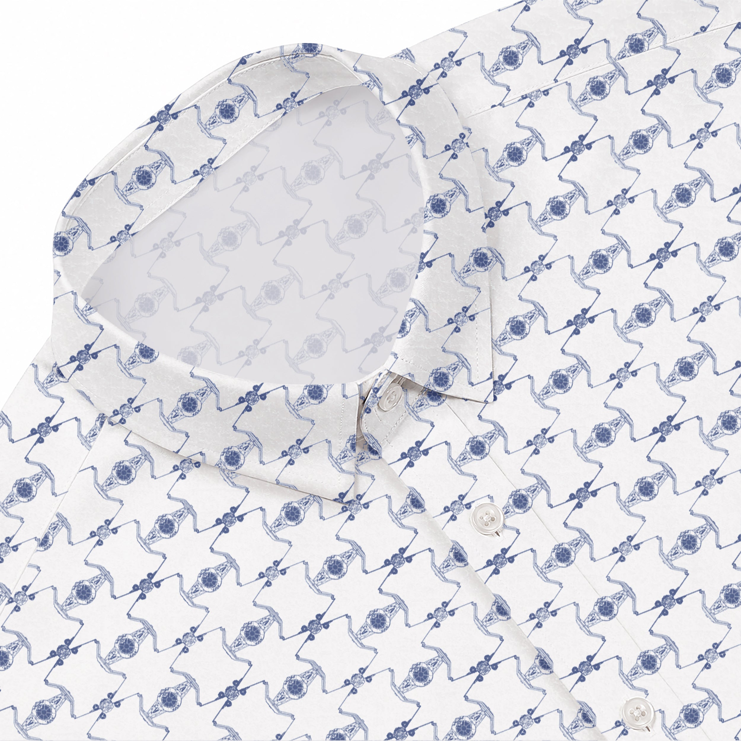 X-Wing Starfighter & TIE Fighter Pattern Hawaiian Shirt with Pocket - Star Wars Button Down Shirt