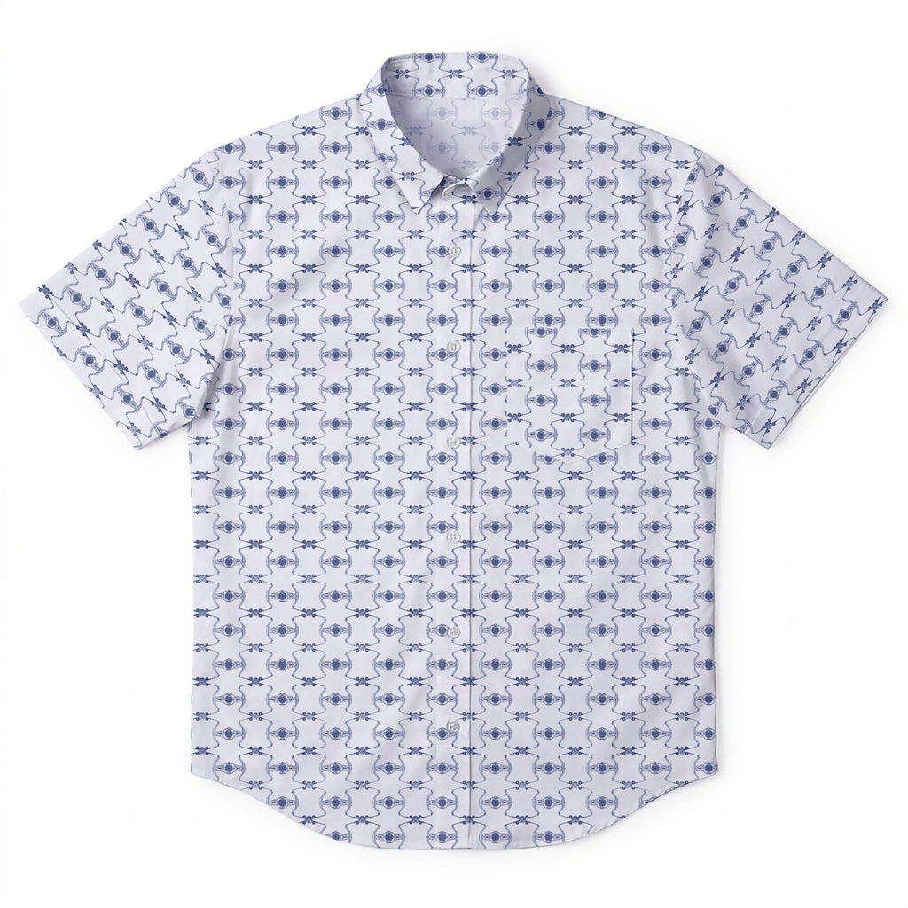 X-Wing Starfighter & TIE Fighter Pattern Hawaiian Shirt with Pocket - Star Wars Button Down Shirt