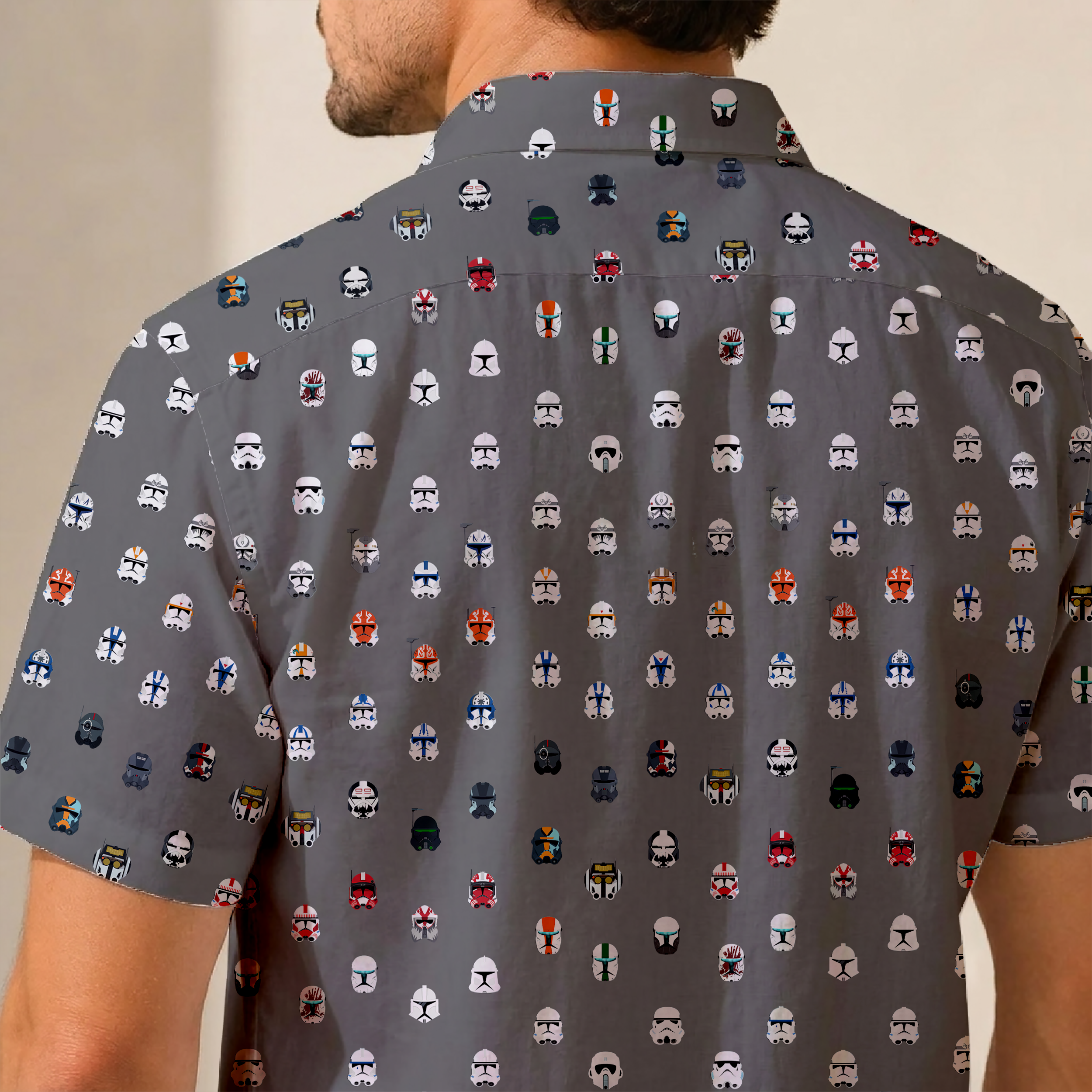 Galactic Troopers Helmets Hawaiian Shirt with Pocket - Galactic Button Down Shirt