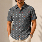 Galactic Troopers Helmets Hawaiian Shirt with Pocket - Galactic Button Down Shirt