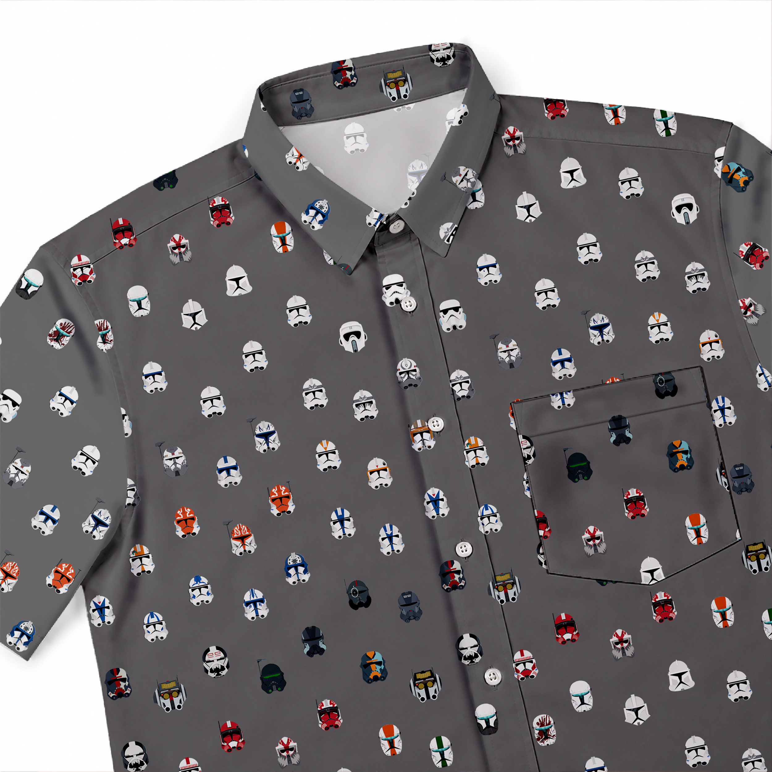 Galactic Troopers Helmets Hawaiian Shirt with Pocket - Galactic Button Down Shirt