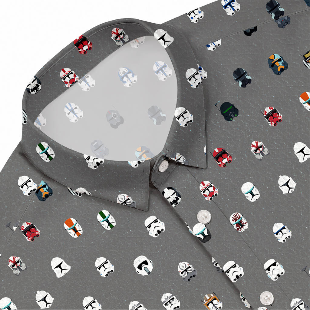 Galactic Troopers Helmets Hawaiian Shirt with Pocket - Galactic Button Down Shirt