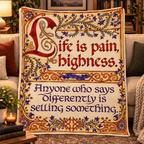 Life is Pain Princess Bride Christmas Blanket - Romantic Comedy Movie Sherpa Blanket Gift for Fans