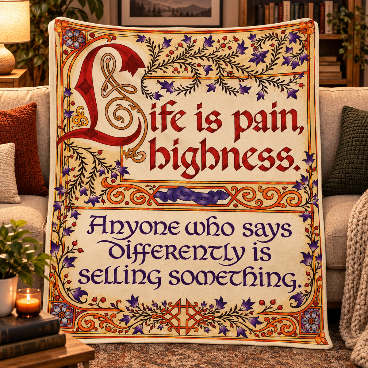 Life is Pain Princess Bride Christmas Blanket - Romantic Comedy Movie Sherpa Blanket Gift for Fans